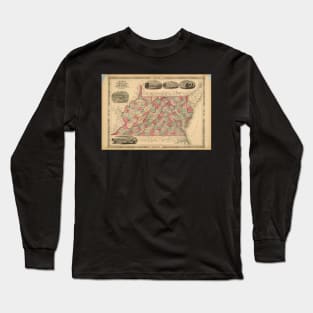 Vintage Map Delaware, Maryland, West Virginia, Virginia Long Sleeve T-Shirt